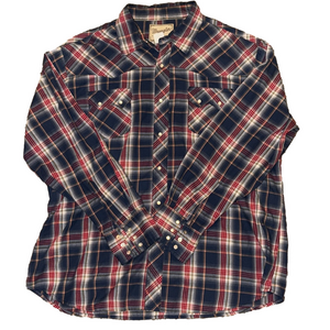 Wrangler Mens Vintage XXL Red and Blue Plaid Western Shirt